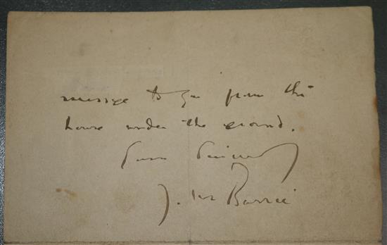 Barrie, James Matthew - Autograph letter, one page, 8vo To a Mr Bradshaw [owner of an art school - Press Art School]